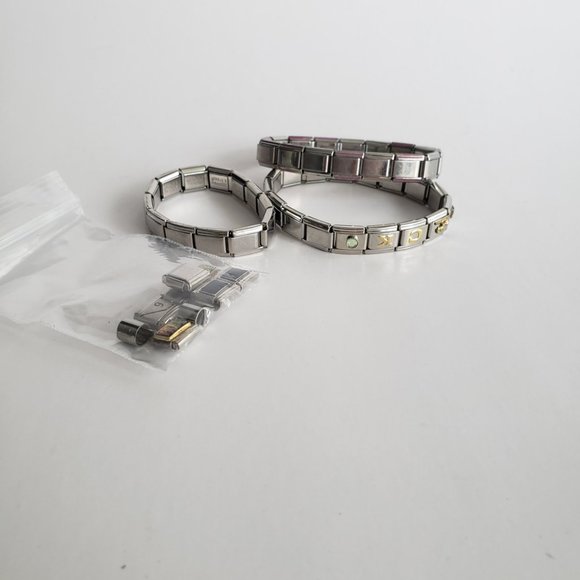 3 Stainless Steel Stretch Charm Bracelets with Extra Links - Picture 7 of 7